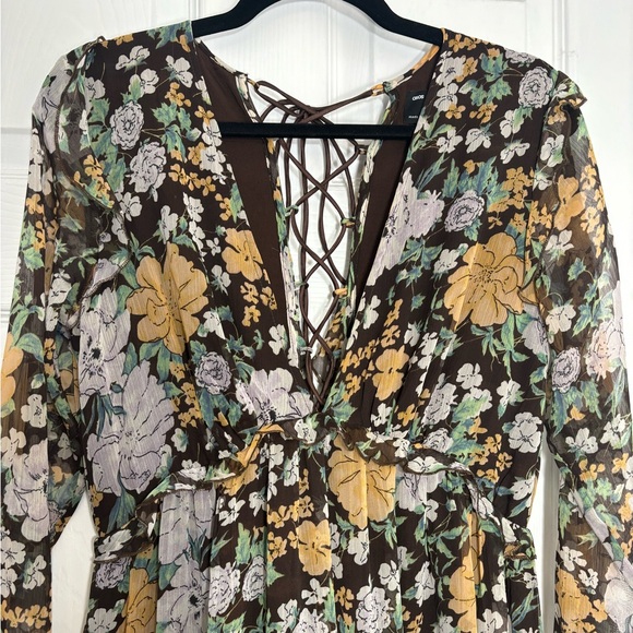 ASOS (Maternity) Green and Brown Floral Lace Up Dress - Picture 6 of 7